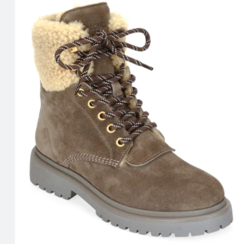 Moncler Size 37 Patty Scarpa Winter Suede and Shearling Boots